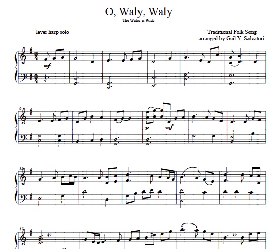 The Water is Wide: sheet music for harp solo